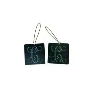 Metal Two-Toned Monogrammed "C" Dangle Earrings